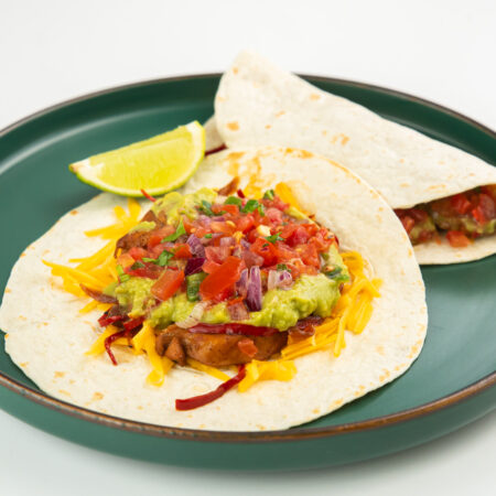 Chicken fajita soft shell tacos